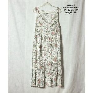Frye Floral Button Front Sleeveless Midi Dress XL Boho Cottage Romantic Prairie
